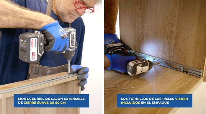 un hombre fija los rieles de un velador usando los tornillos que vienen incluidos y un desatornillador.