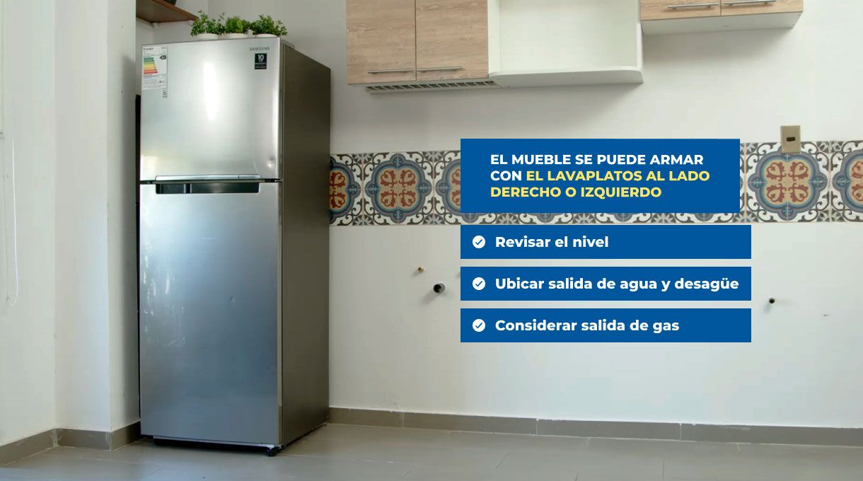 una cocina pequeña con el espacio disponible para poner un mueble con lavaplatos y encimera.