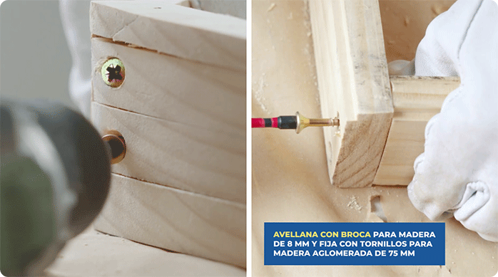 una persona arma el nuevo marco de ventana fijando las esquinas con tornillos.