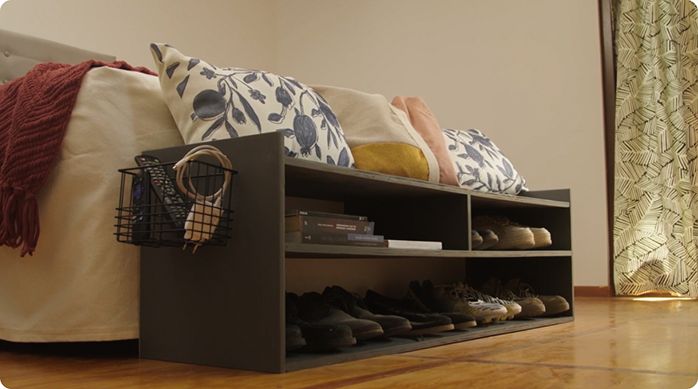 mueble zapatero con asiento y organizadores terminado.